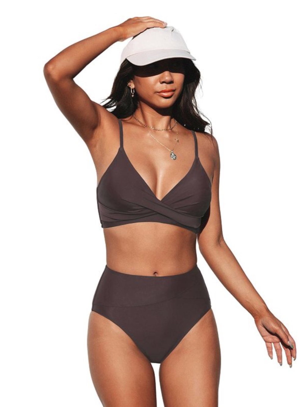 NWT Cupshe V-Neck Wrap Twist Top & High Waisted Bottoms Bikini Set Size Medium